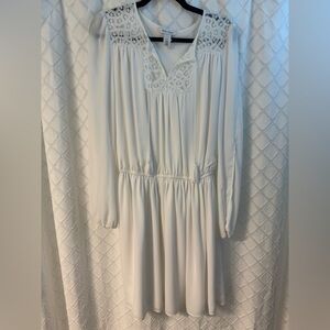 White House Black Market Ivory Long Sleeve Dress